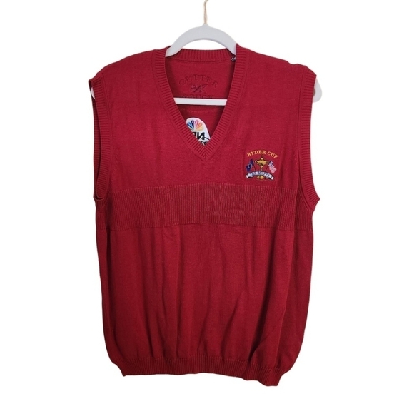 Cutter & Buck Red 2002 Ryder Cup NBC Sports Sweater Vest Size M - Picture 1 of 8